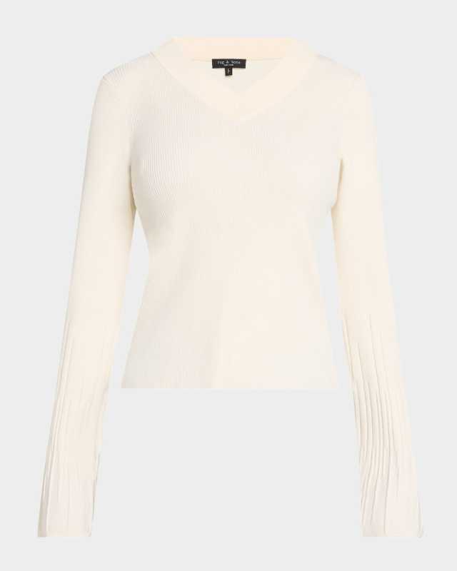 Austen Ribbed V-Neck Top